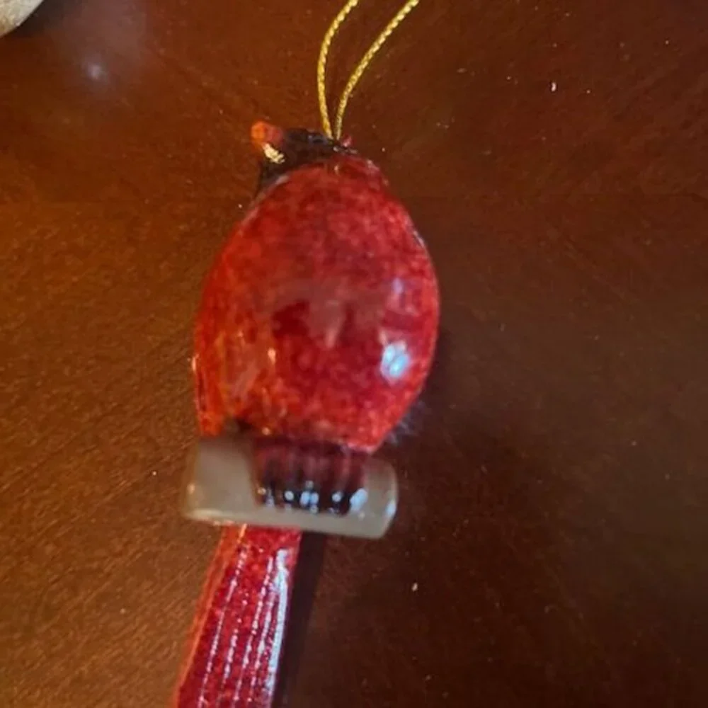 Set Of 3 Gallerie II Cardinal Bird Hanging Christmas Ornaments With Gold String‎